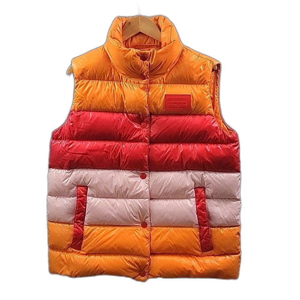 Burberry Melrose Panelled Nylon Down Puffer Vest - Orange / Pink women's SZ M-L